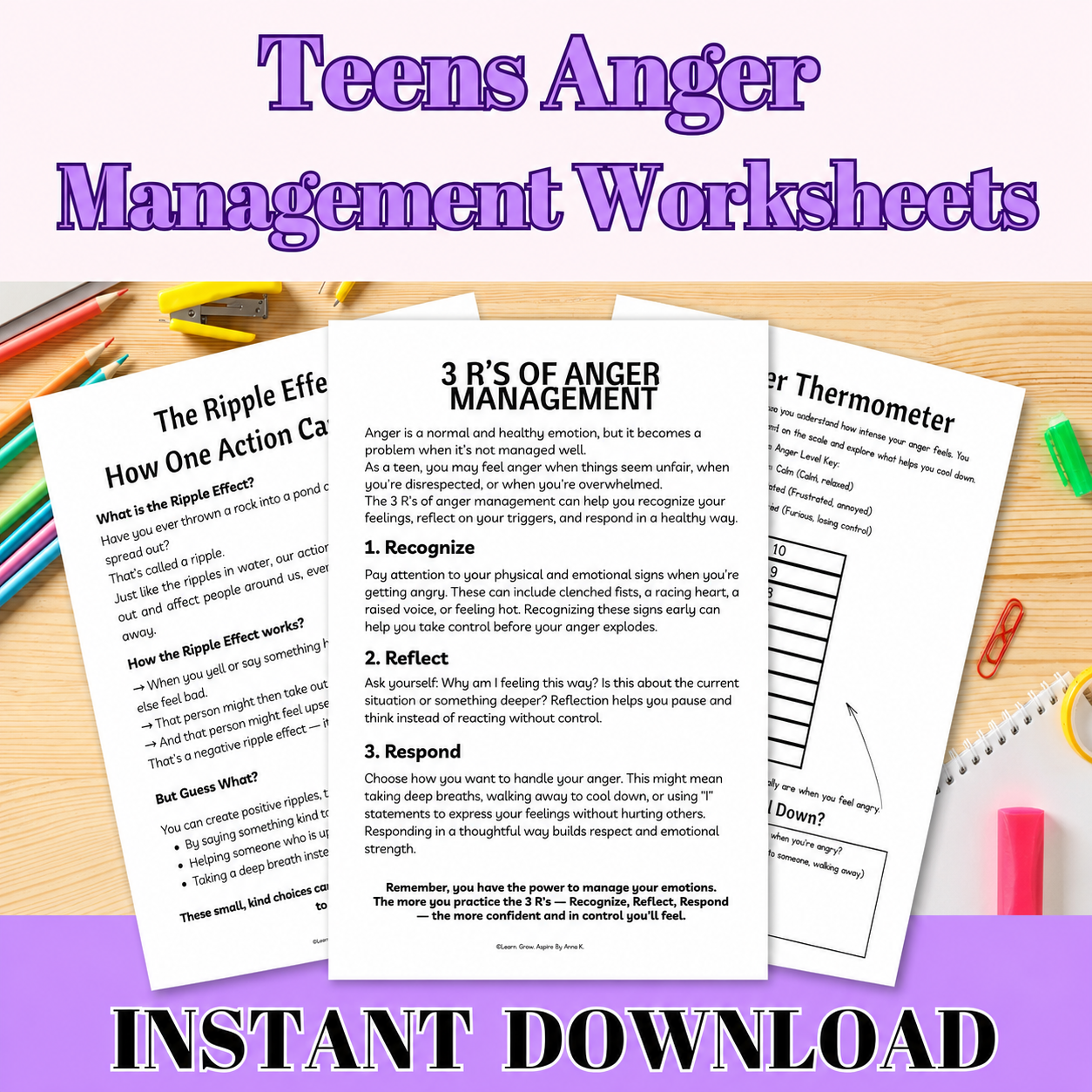 Self-Control Workbook for Adolescents Counseling
